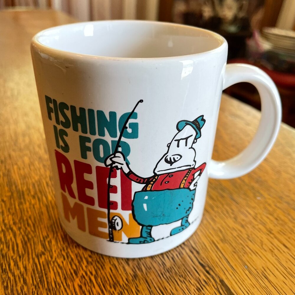 Vintage Hallmark Shoebox "Fishing is for Reel Men" Coffee Cup Mug